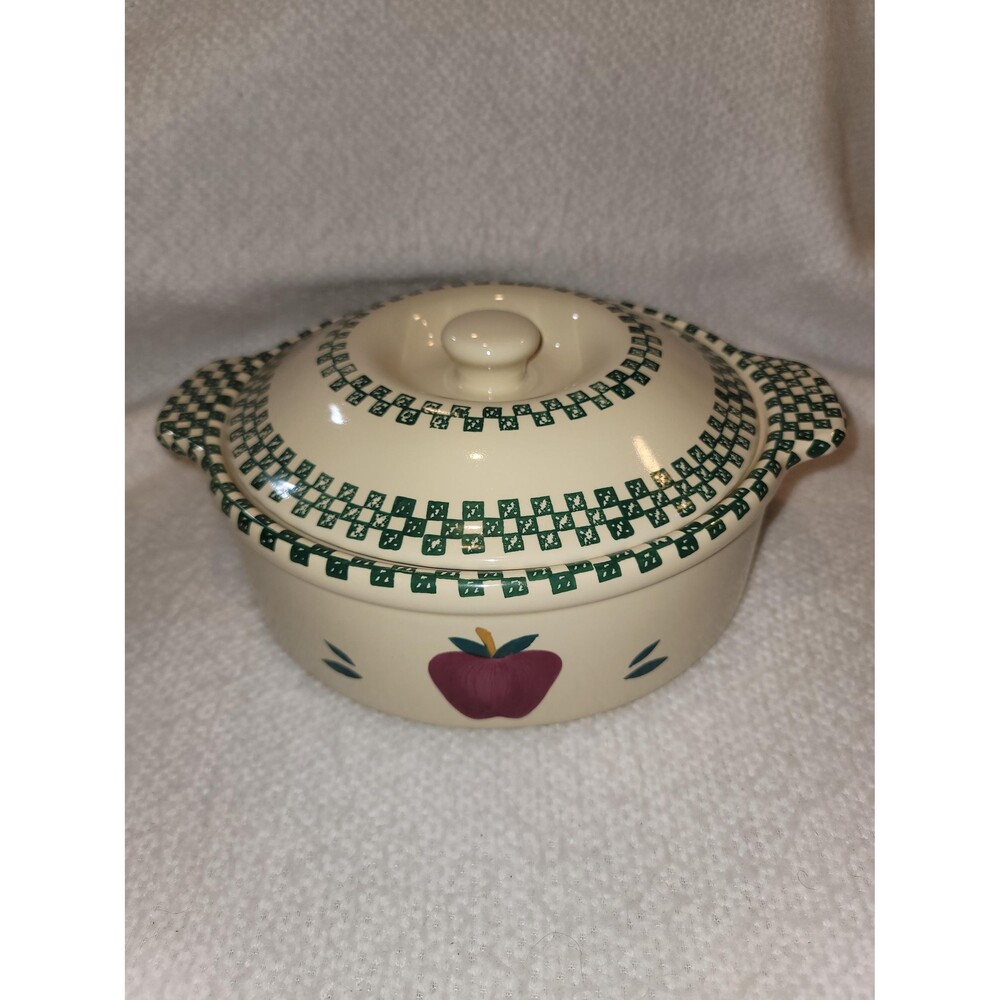Vintage Casserole Dish With Apple/Checkered Design